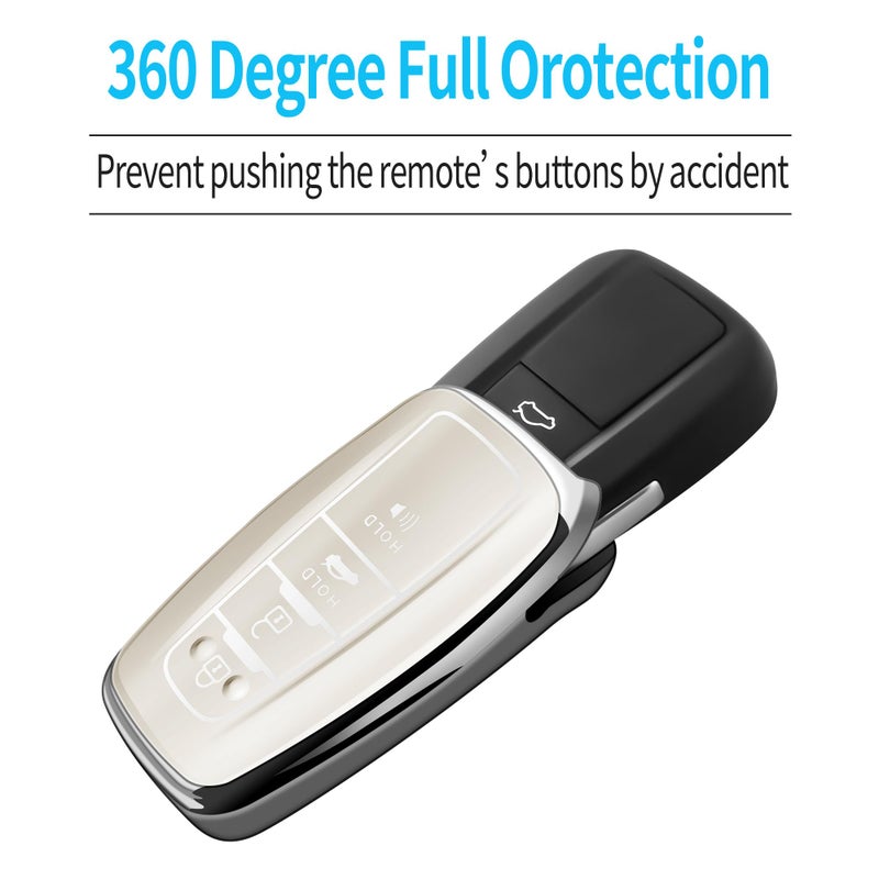 Autophone Compatible with Toyota Key Fob Cover with Keychain Fit For 2020-2022 Highlander Prius Corolla 2018-2024 Camry RAV4 Avalon C-HR GT86 (White) - Image 4